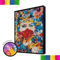 Colorful Lady with red mask 51.2 x 76.8cm